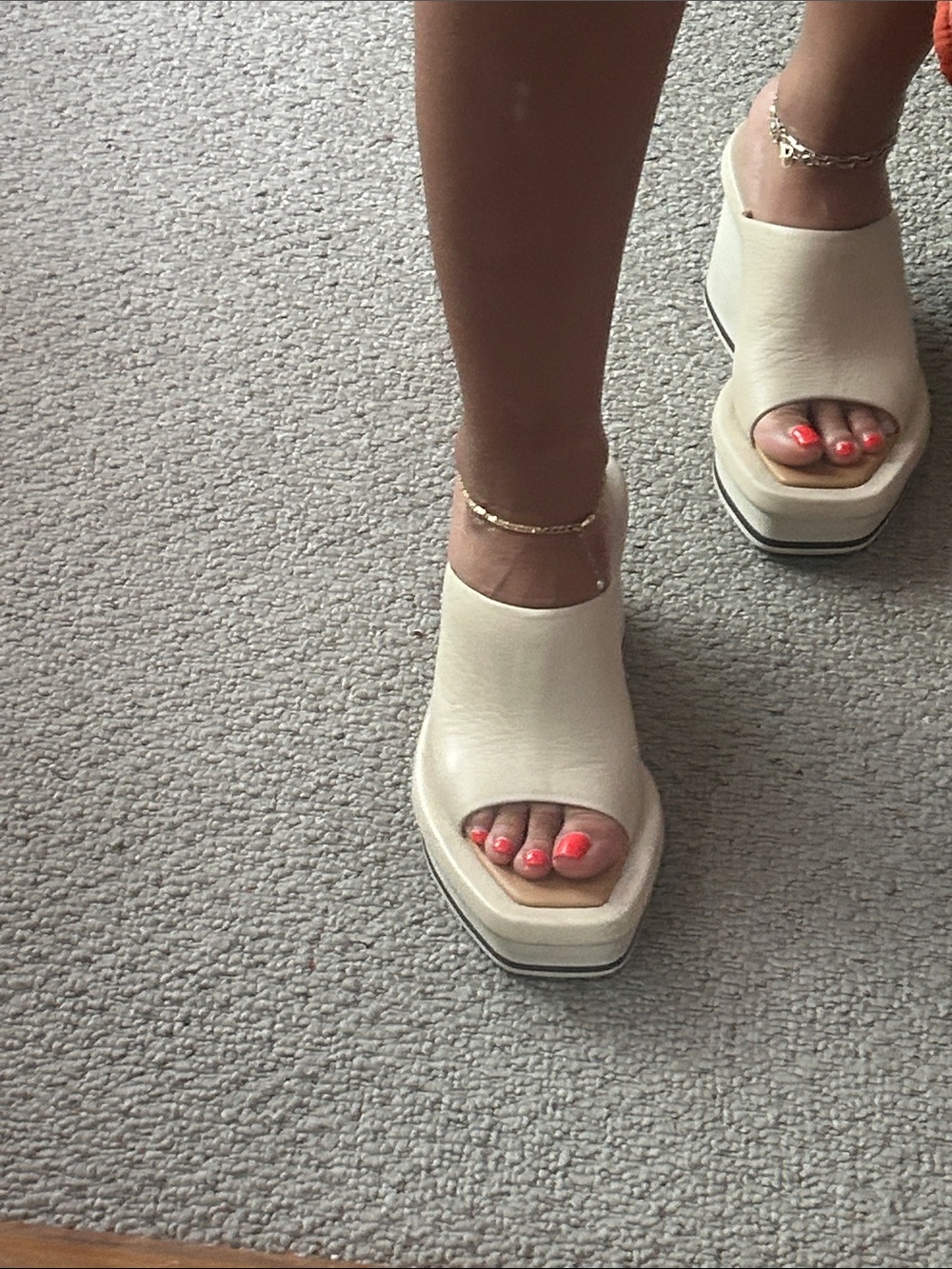 Paloma Barcelo Cream Platform Wedge Slide - Picture 5 of 14